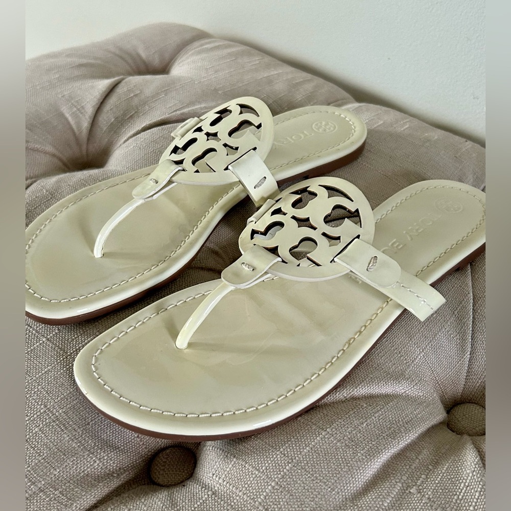 Tory Burch Ivory Patent Sandal (Flip Flop)
